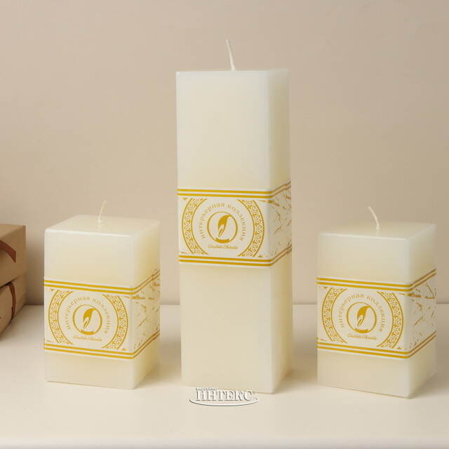 Свеча квадратная Бергамо 125*75 мм слоновая кость Омский Свечной