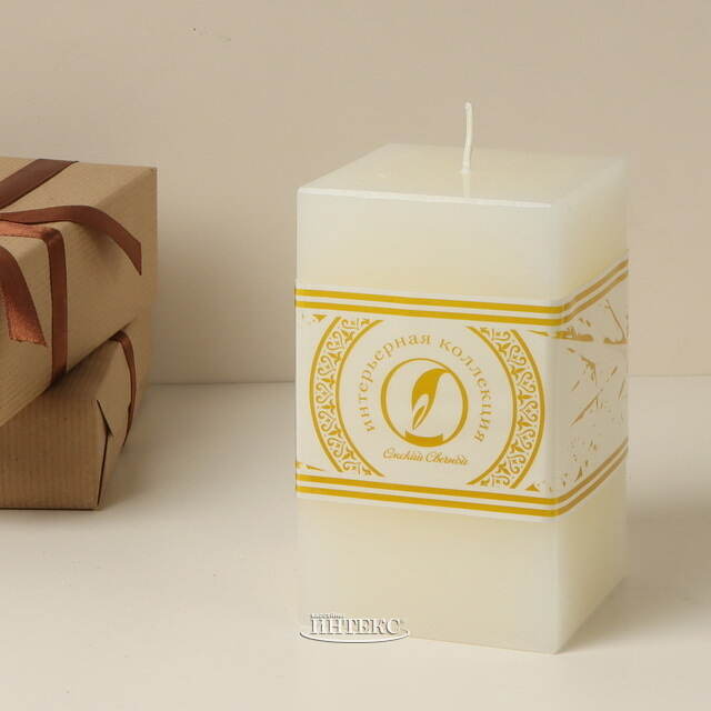 Свеча квадратная Бергамо 125*75 мм слоновая кость Омский Свечной