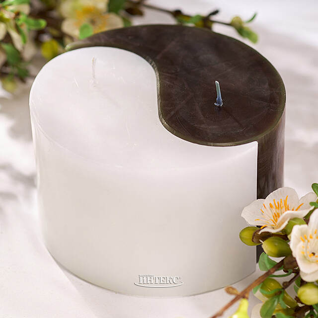 Двудольная свеча Инь-Ян 75*125 мм черная/белая Омский Свечной