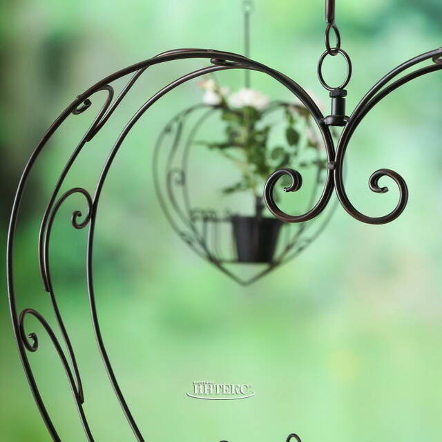 Подвесное кашпо-корзина Blancarde Cuore 56*52 см коричневое, металл Boltze