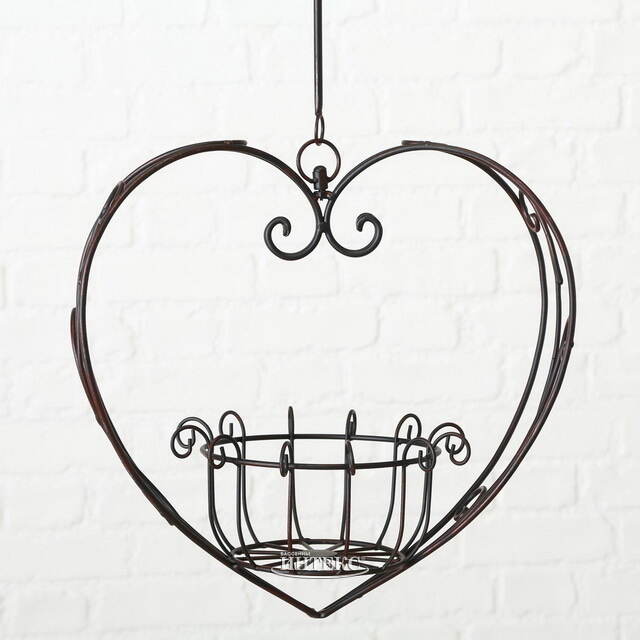 Подвесное кашпо-корзина Blancarde Cuore 42*40 см коричневое, металл Boltze