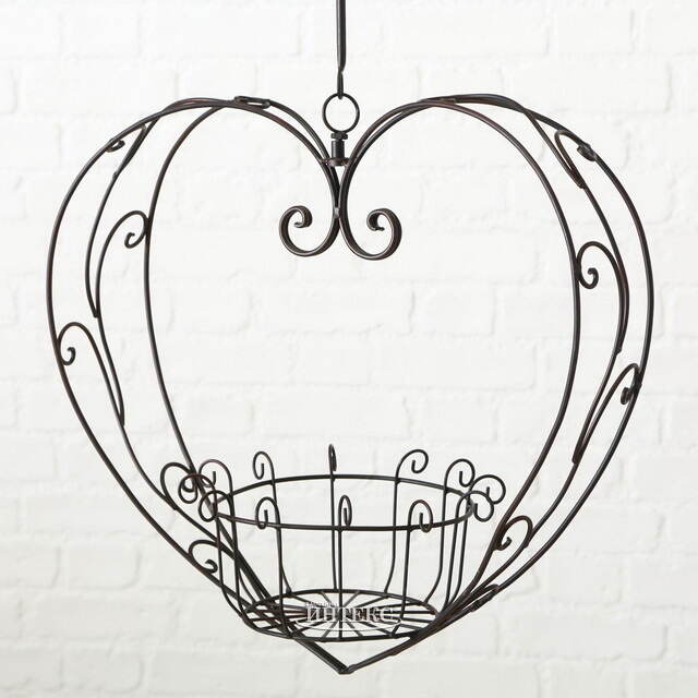Подвесное кашпо-корзина Blancarde Cuore 56*52 см коричневое, металл Boltze