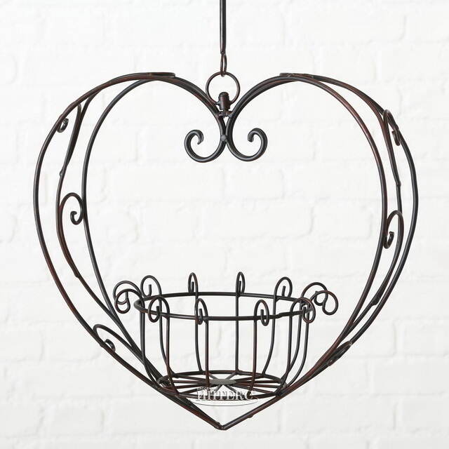 Подвесное кашпо-корзина Blancarde Cuore 42*40 см коричневое, металл Boltze