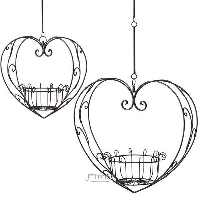Подвесное кашпо-корзина Blancarde Cuore 56*52 см коричневое, металл Boltze