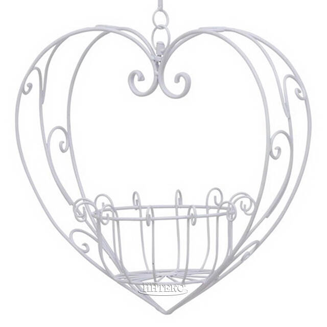 Подвесное кашпо-корзина Blancarde Cuore 55*55 см белое, металл Boltze
