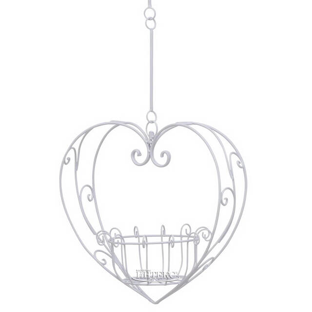 Подвесное кашпо-корзина Blancarde Cuore 55*55 см белое, металл Boltze