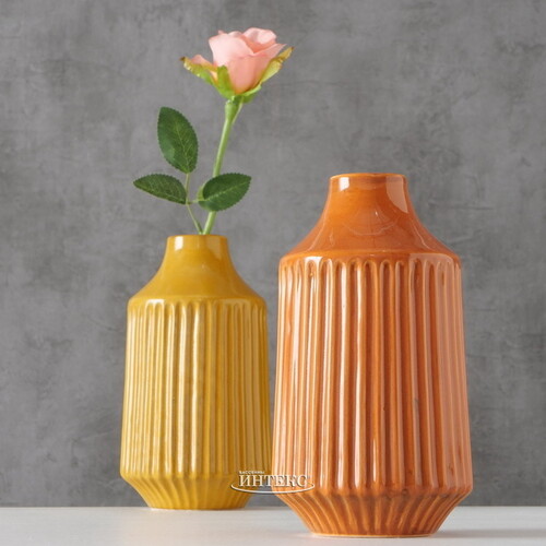 Керамическая ваза Оливия 20 см оранжевая Boltze