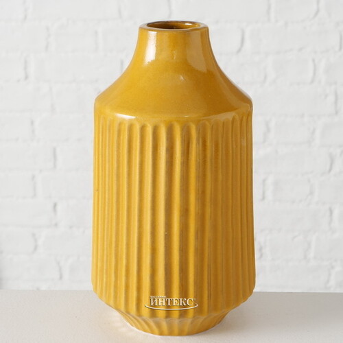 Керамическая ваза Оливия 20 см горчичная Boltze