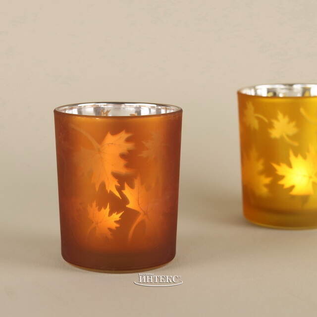 Стеклянный подсвечник Maple Joy 8 см охровый Boltze (Больтце)