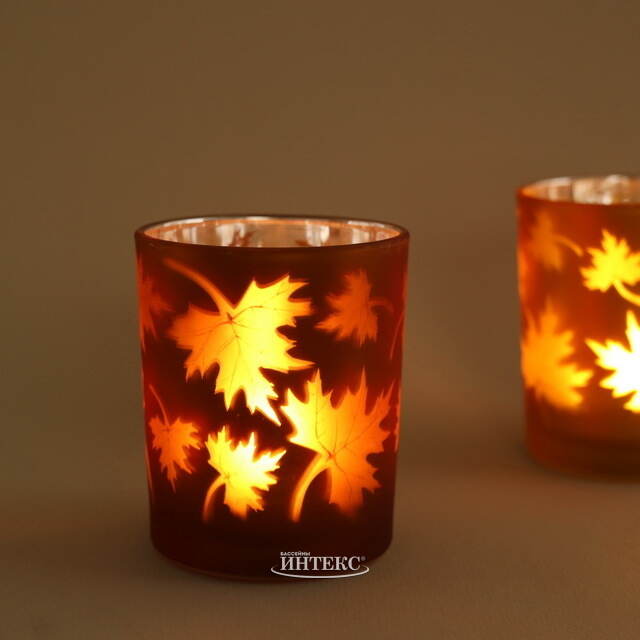 Стеклянный подсвечник Maple Joy 8 см охровый Boltze (Больтце)