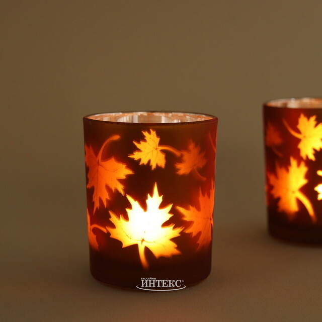 Стеклянный подсвечник Maple Joy 8 см охровый Boltze (Больтце)