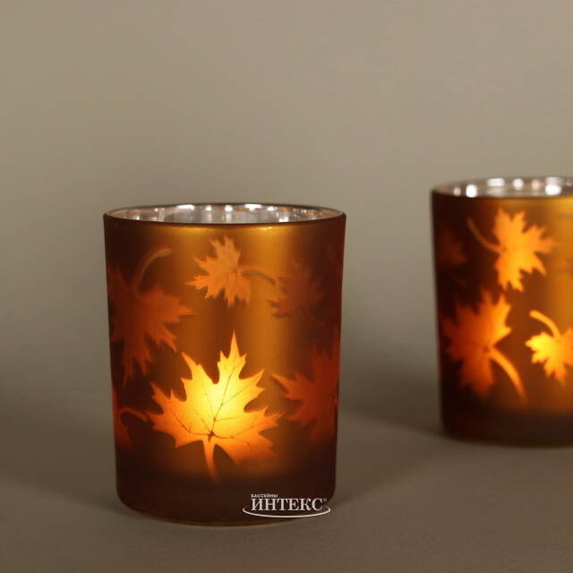 Стеклянный подсвечник Maple Joy 8 см охровый Boltze (Больтце)