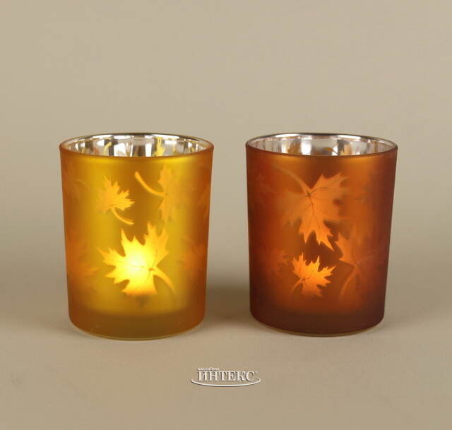 Стеклянный подсвечник Maple Joy 8 см охровый Boltze (Больтце)