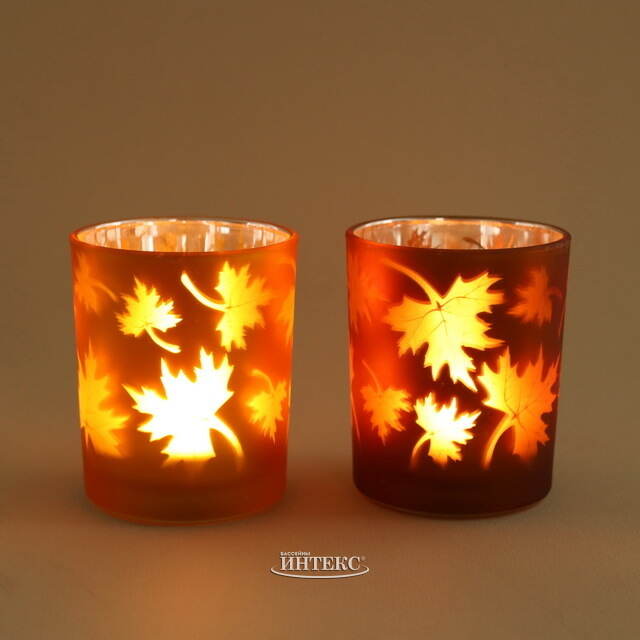 Стеклянный подсвечник Maple Joy 8 см охровый Boltze (Больтце)
