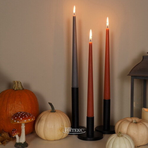 Высокие свечи Андреа Velvet 30 см, 5 шт, графитово-серые Candleslight