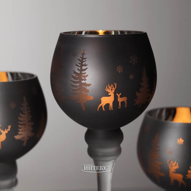 Набор стеклянных подсвечников-бокалов Фиери 20-30 см, 3 шт Boltze