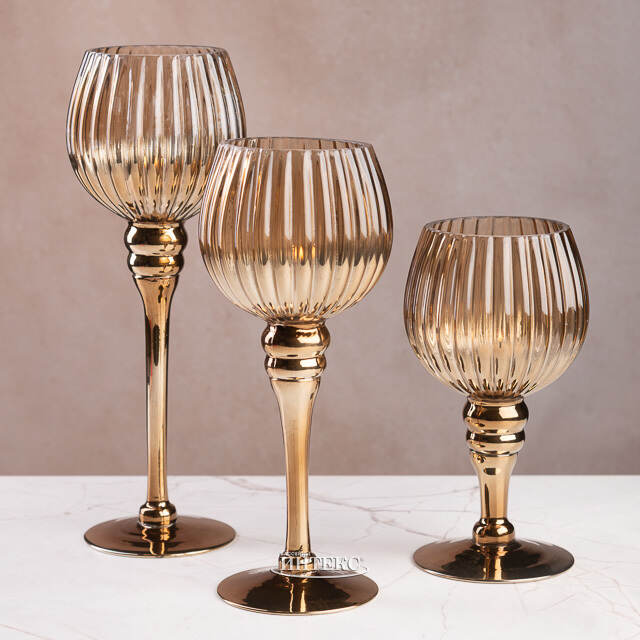 Набор стеклянных подсвечников-бокалов Мельбурн 20-30 см, 3 шт Boltze