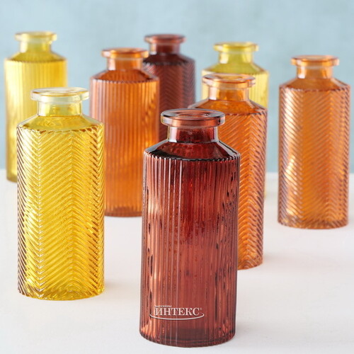 Набор декоративных ваз Сарагоса 14 см, 4 шт, стекло, мандариновый Boltze
