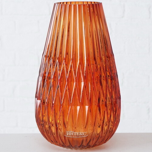 Стеклянная ваза Валетта 27 см, темно-мандариновая Boltze