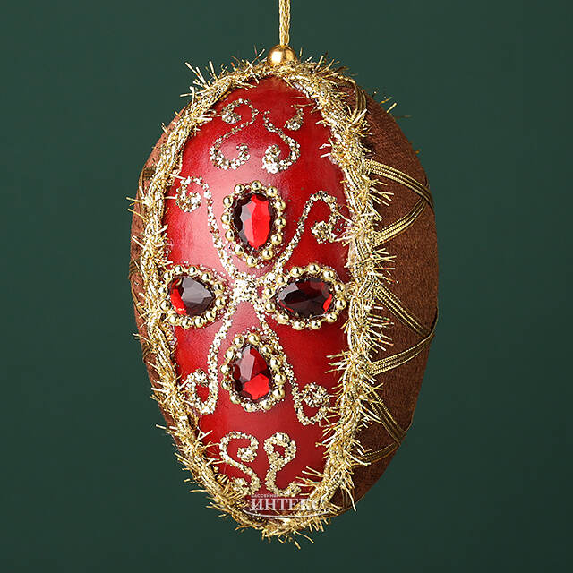 Винтажная елочная игрушка Яйцо - Идиллия Комаччо 13 см красная, подвеска Winter Deco