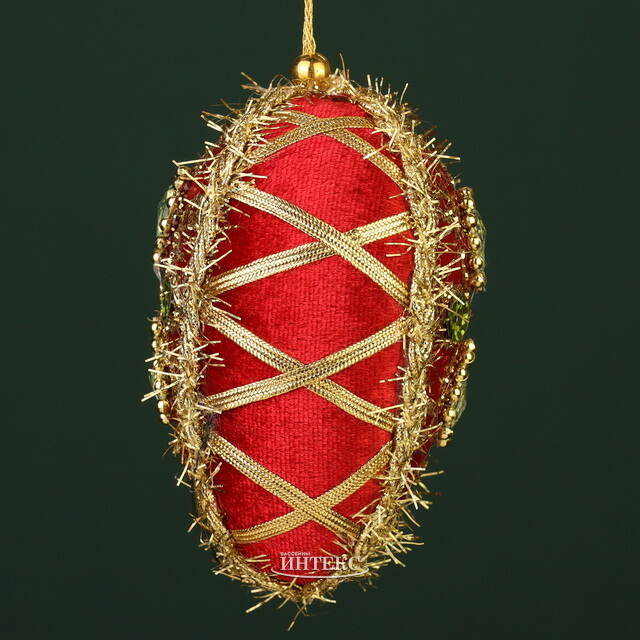 Винтажная елочная игрушка Яйцо - Идиллия Комаччо 10 см бургунди, подвеска Winter Deco