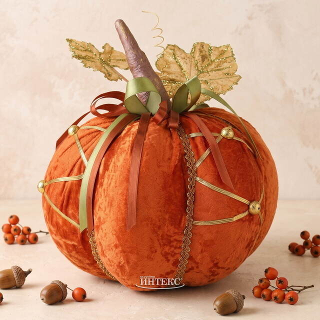 Декоративное украшение Тыква Микеле 23 см оранжевая Winter Deco
