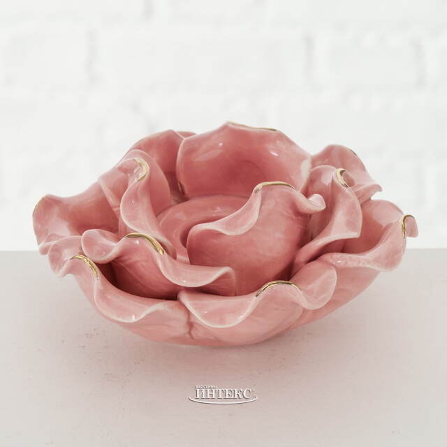 Керамический подсвечник Роза - Буль де Неж 11 см розовый Boltze