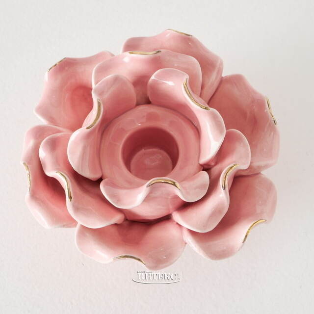 Керамический подсвечник Роза - Буль де Неж 11 см розовый Boltze