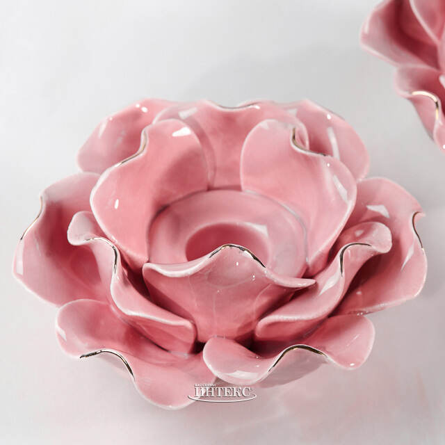 Керамический подсвечник Роза - Буль де Неж 11 см розовый Boltze