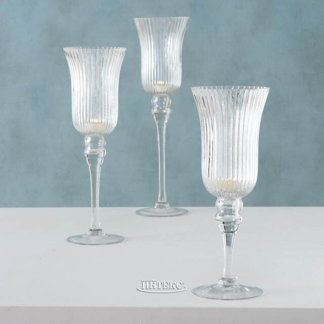 Набор стеклянных подсвечников - бокалов Crystall Latorre 30-40 см, 3 шт Boltze