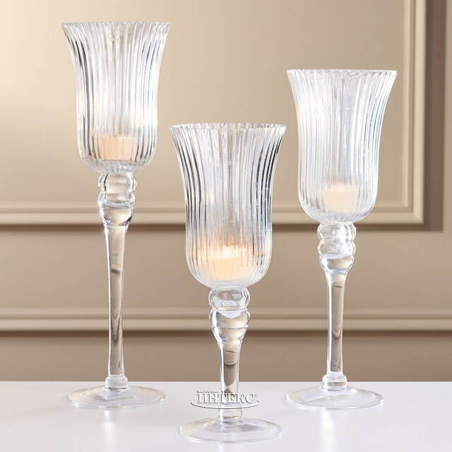 Набор стеклянных подсвечников - бокалов Кристалл Латорре 30-40 см, 3 шт Boltze (Больтце)