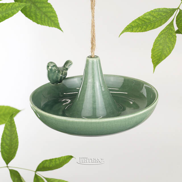 Декоративная кормушка для птиц Гертлин 20 см зеленая Boltze