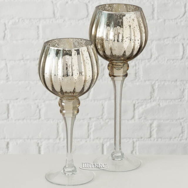 Набор стеклянных подсвечников - бокалов Mulhouse 30 см шампань, 2 шт Boltze (Больтце)