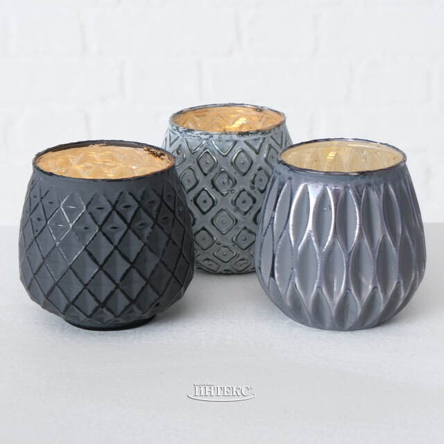 Набор стеклянных подсвечников Furfrida 9 см, 3 шт Boltze