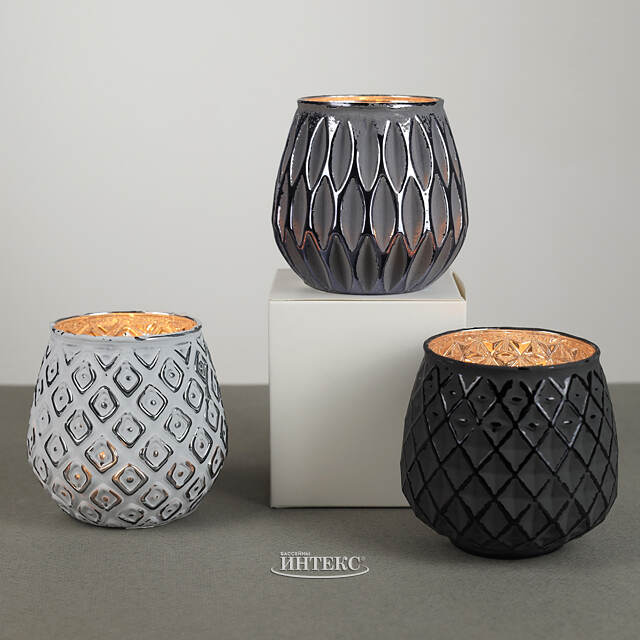 Набор стеклянных подсвечников Furfrida 9 см, 3 шт Boltze