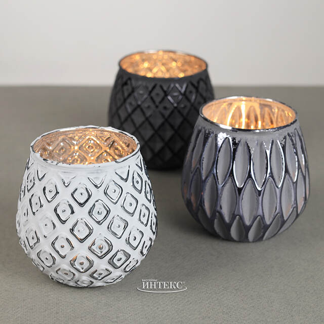 Набор стеклянных подсвечников Furfrida 9 см, 3 шт Boltze