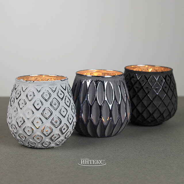 Набор стеклянных подсвечников Furfrida 9 см, 3 шт Boltze