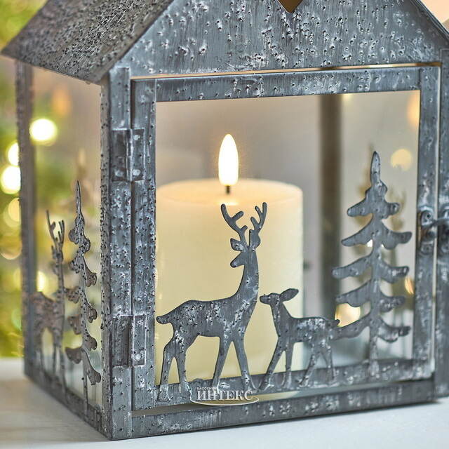 Набор подсвечников-домиков Олени в Лесу 16-27 см серый, 2 шт Boltze (Больтце)