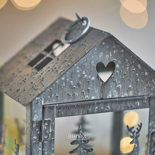 Набор подсвечников-домиков Олени в Лесу 16-27 см серый, 2 шт Boltze (Больтце)