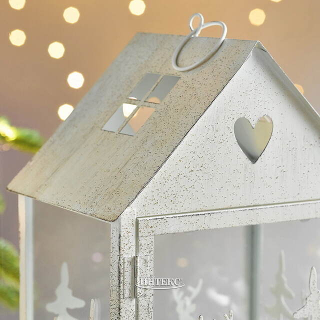 Набор подсвечников-домиков Олени в Лесу 16-27 см белый, 2 шт Boltze (Больтце)