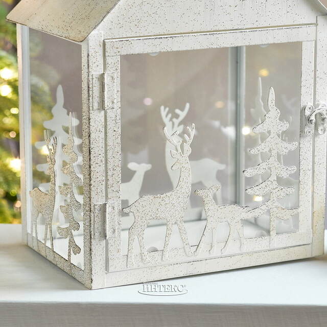 Набор подсвечников-домиков Олени в Лесу 16-27 см белый, 2 шт Boltze (Больтце)