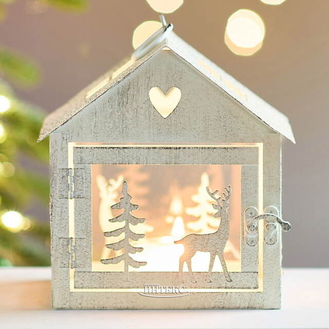 Набор подсвечников-домиков Олени в Лесу 16-27 см белый, 2 шт Boltze (Больтце)