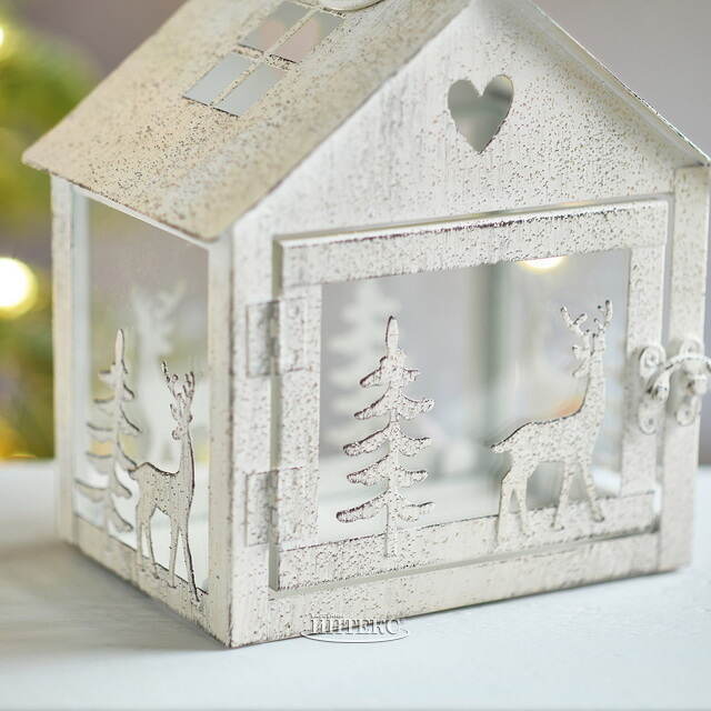 Набор подсвечников-домиков Олени в Лесу 16-27 см белый, 2 шт Boltze (Больтце)