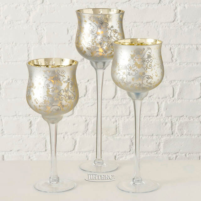 Набор стеклянных подсвечников - бокалов Катрибиолли 30-40 см, 3 шт Boltze