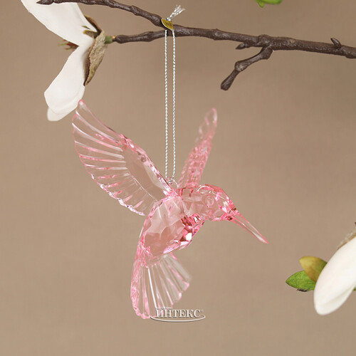Елочная игрушка Солнечная Птичка Колибри 13 см розовая, подвеска Forest Market
