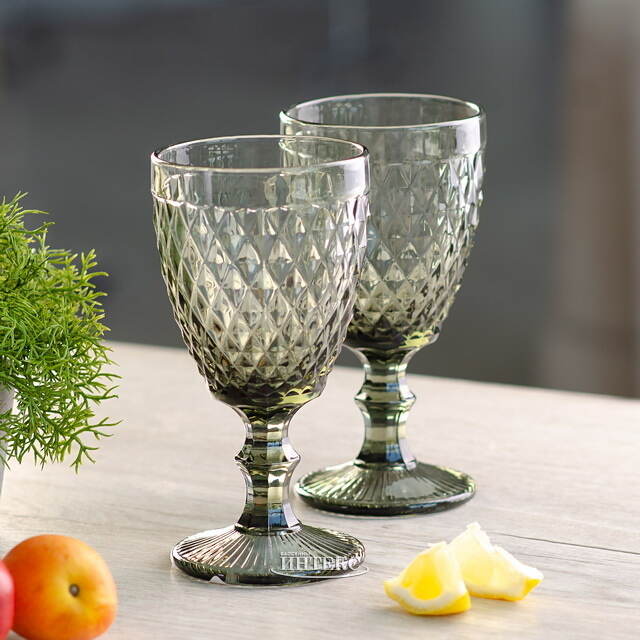 Бокал для вина Шатель 17 см серый, стекло Boltze