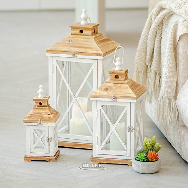 Деревянный подсвечник-фонарь Квентин 33 см Boltze (Больтце)