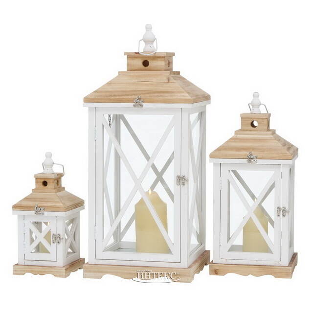 Деревянный подсвечник-фонарь Квентин 33 см Boltze (Больтце)