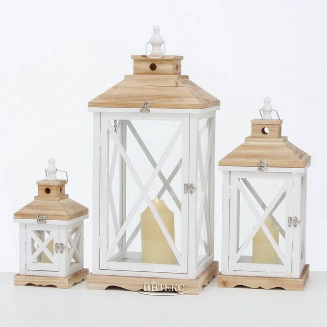 Деревянный подсвечник-фонарь Квентин 33 см Boltze (Больтце)