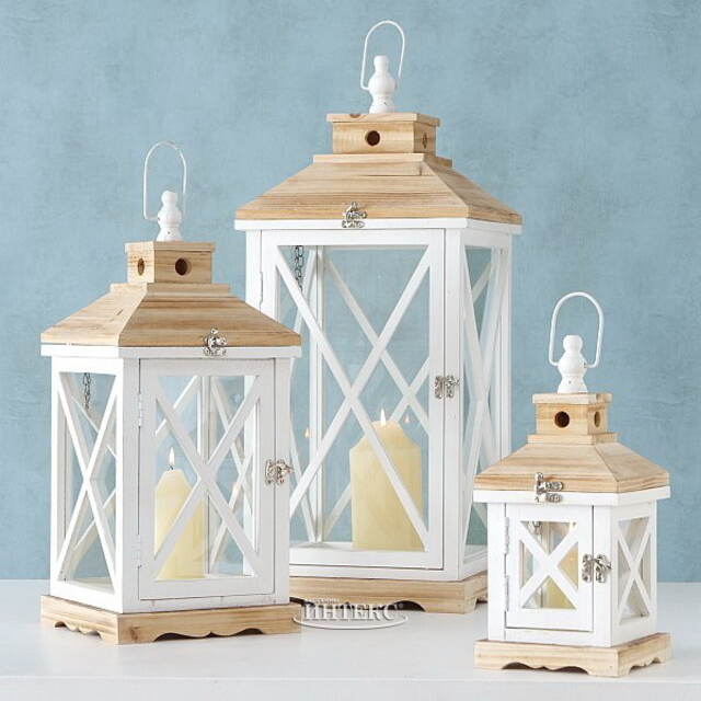 Деревянный подсвечник-фонарь Квентин 33 см Boltze (Больтце)